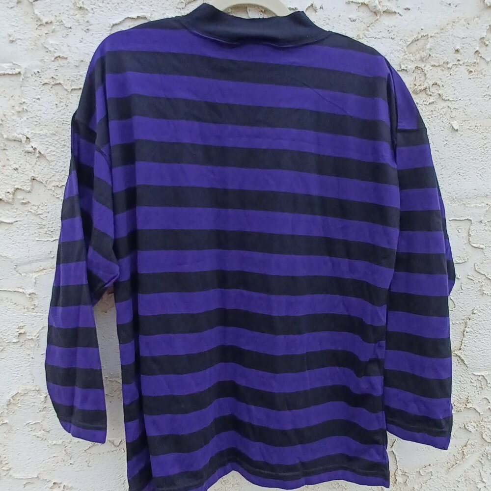 NWT Vintage Perspective Striped Purple and Black Long Sleeve Tee